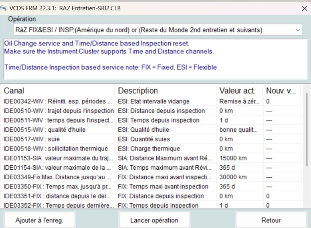 VCDS : Remise à zéro entretien Vidange - VAG Coding